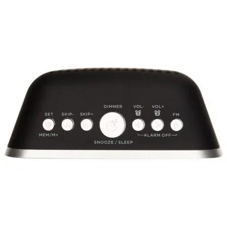 Aiwa CRU-19 Despertador Radio Reloj Negro con 2 Puertos USB Carga 5V 2.4A